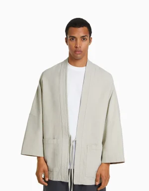 Kimono manga larga bolsillos-BERSHKA Clearance