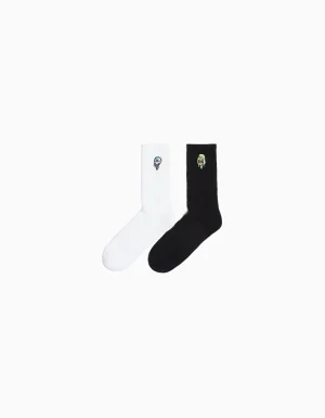 Pack 2 calcetines bordado-BERSHKA Hot