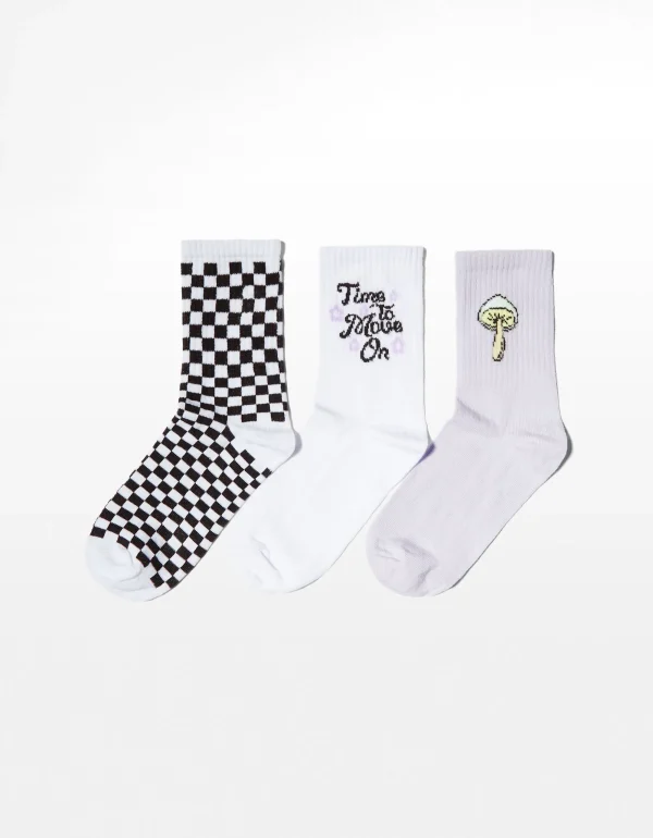 Pack 3 calcetines bordado-BERSHKA Outlet