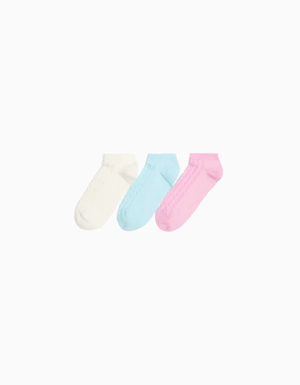 Pack 3 calcetines tobilleros textura-BERSHKA Online