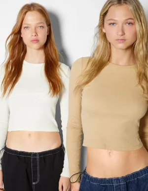 Pack 2 camisetas manga larga rib-BERSHKA Shop