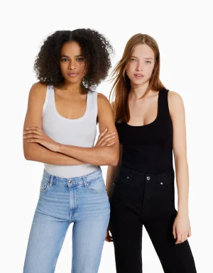 Pack 2 camisetas sin mangas rib-BERSHKA Cheap