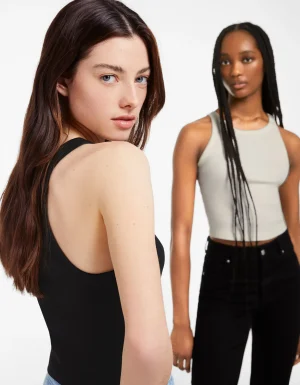 Pack 2 camisetas sin mangas rib-BERSHKA Online