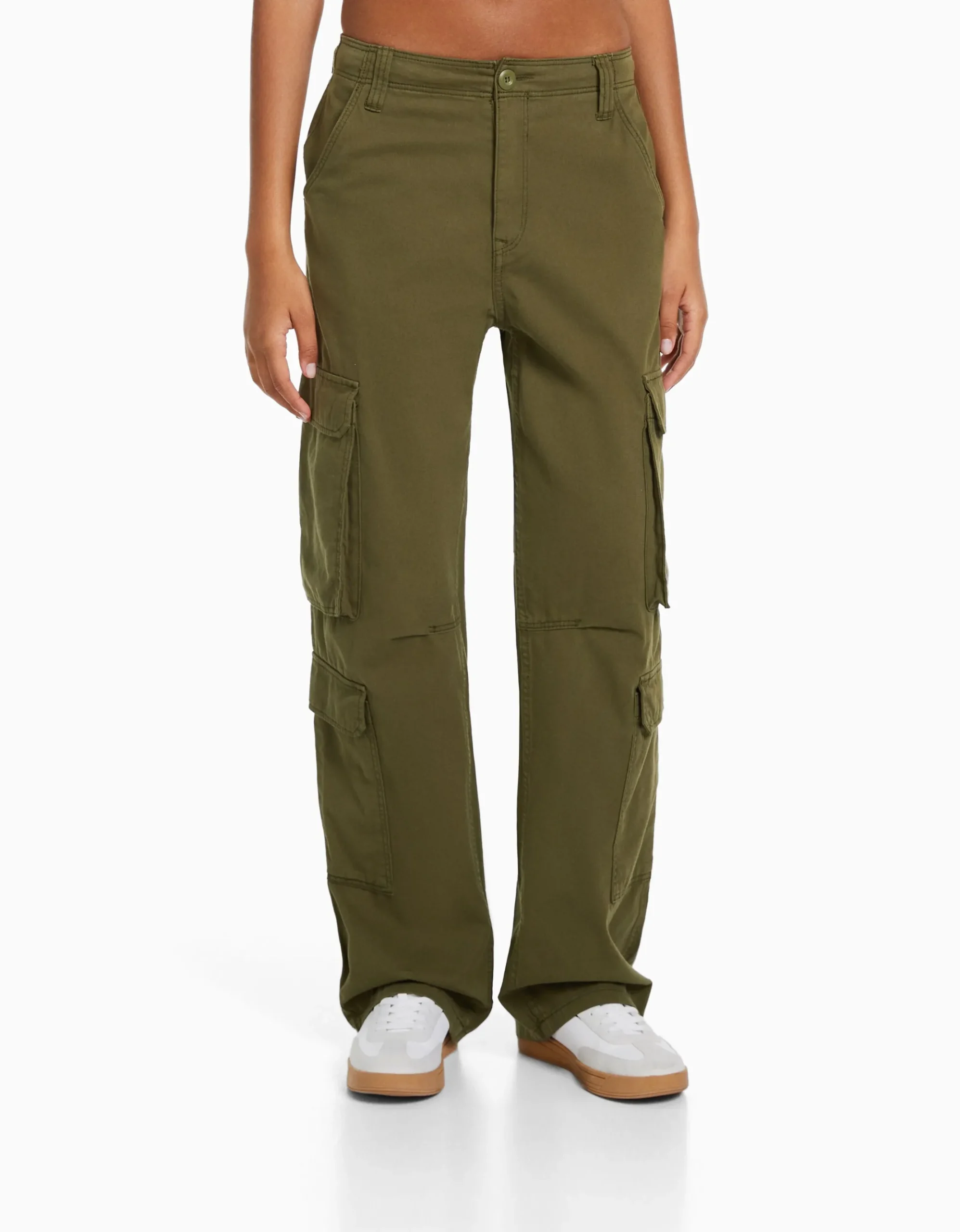 Pantalón cargo sarga multipocket ajustable-BERSHKA Shop