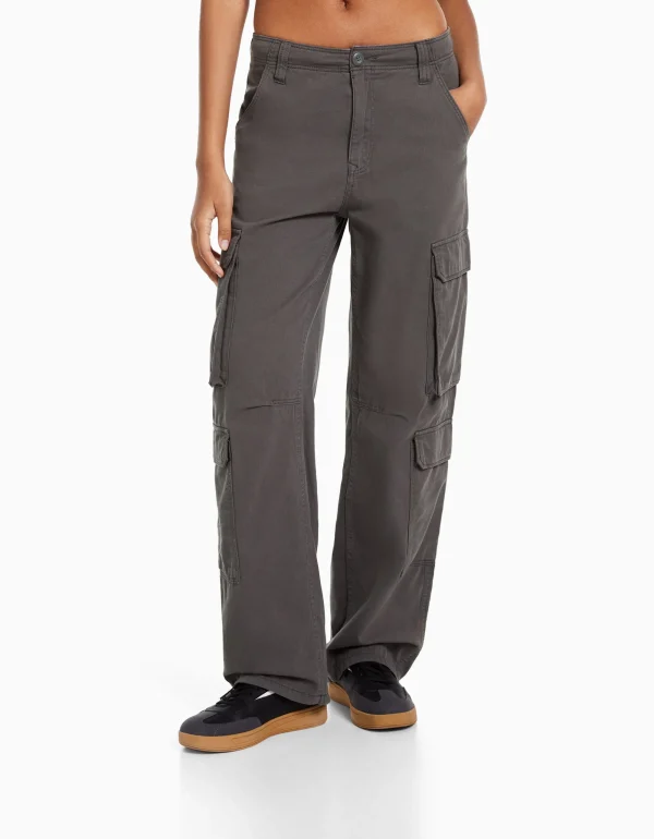 Pantalón cargo sarga multipocket ajustable-BERSHKA Best