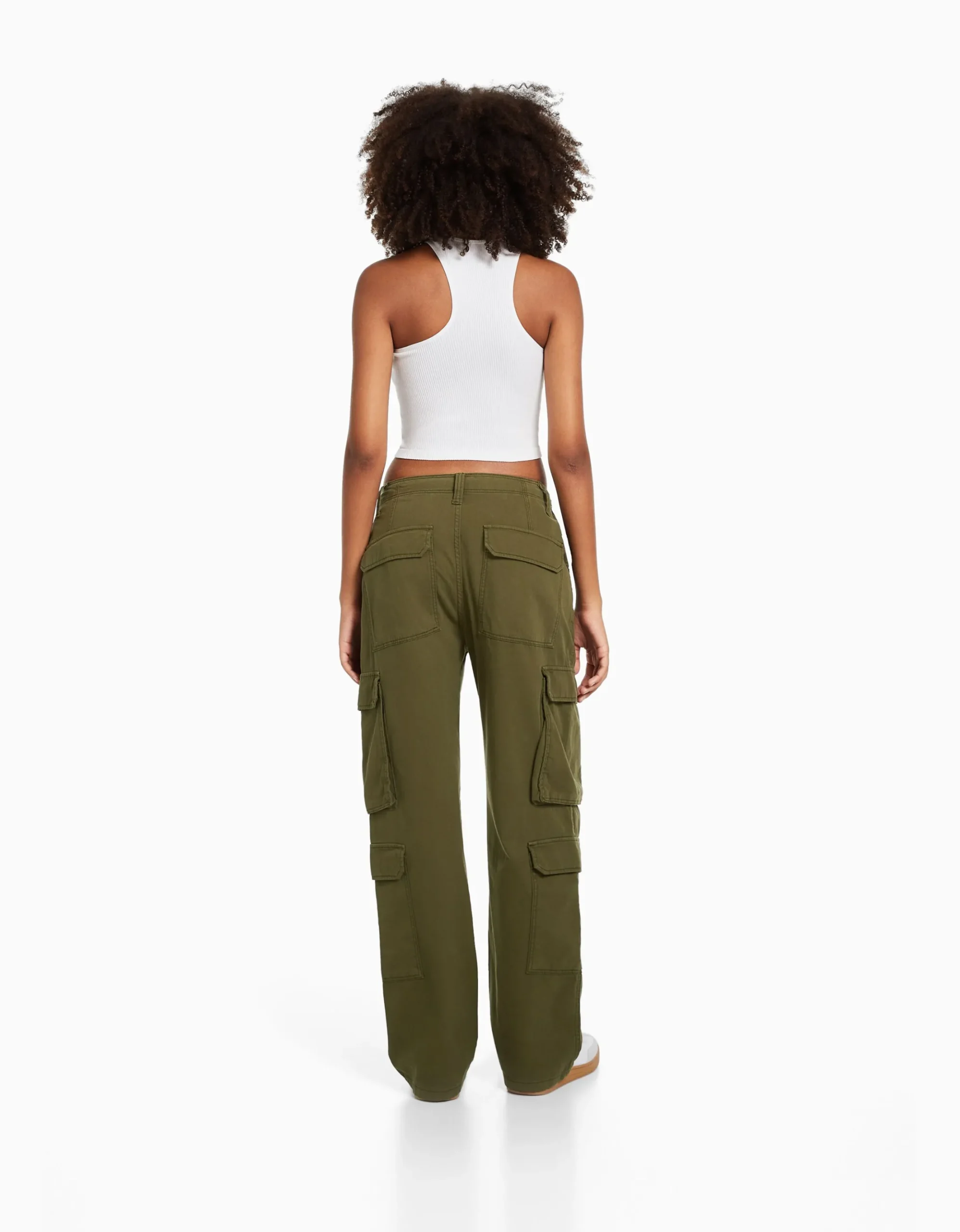 Pantalón cargo sarga multipocket ajustable-BERSHKA Shop