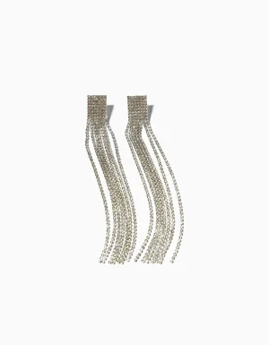 Pendientes cascada pedrería-BERSHKA Outlet