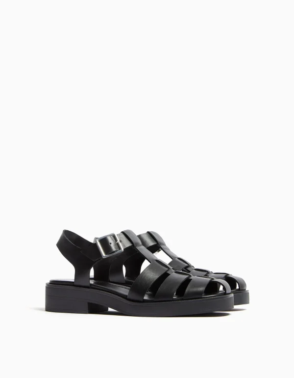 Sandalia plana cangrejera-BERSHKA Fashion