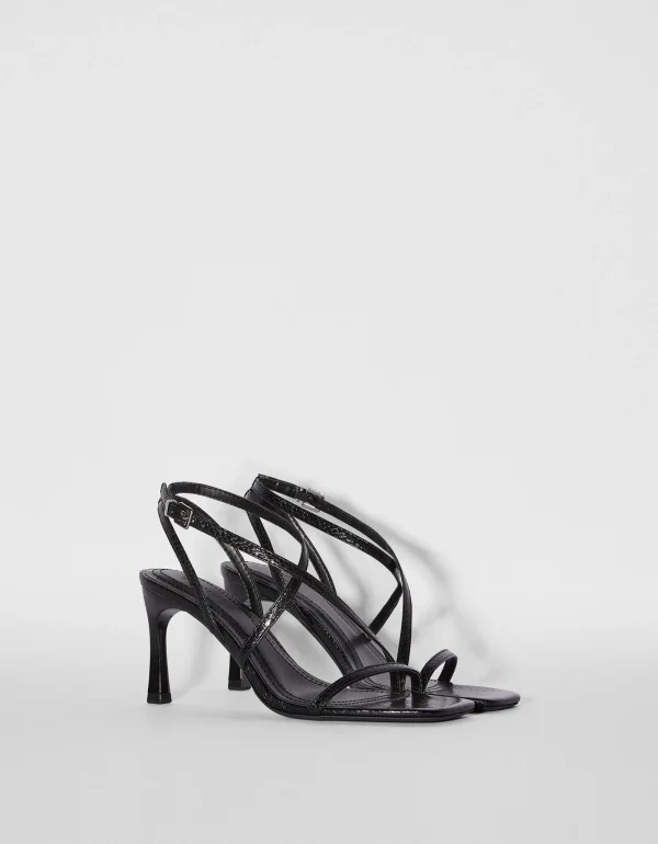 Sandalia tacón fino tiras-BERSHKA Discount