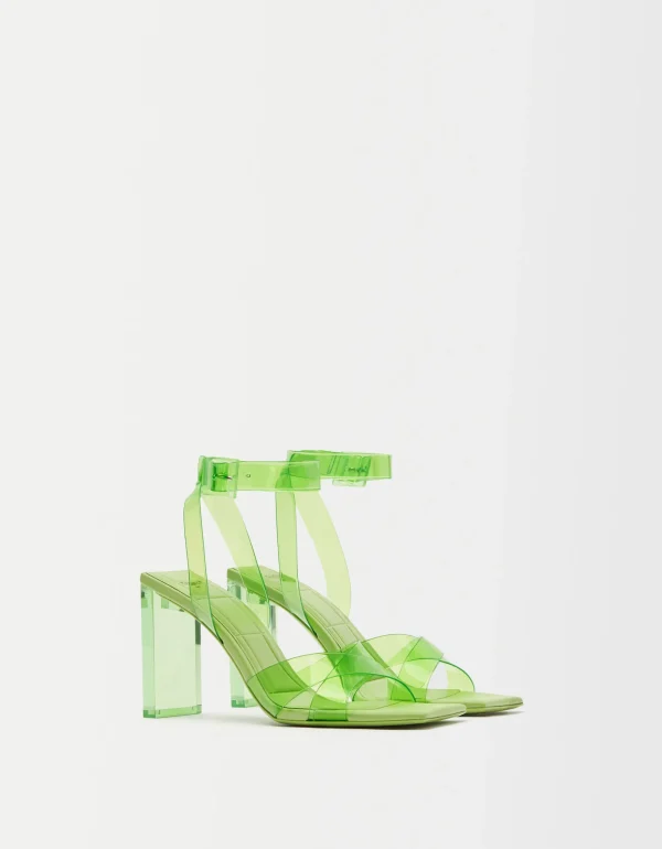 Sandalia vinilo tacón metacrilato-BERSHKA Best Sale