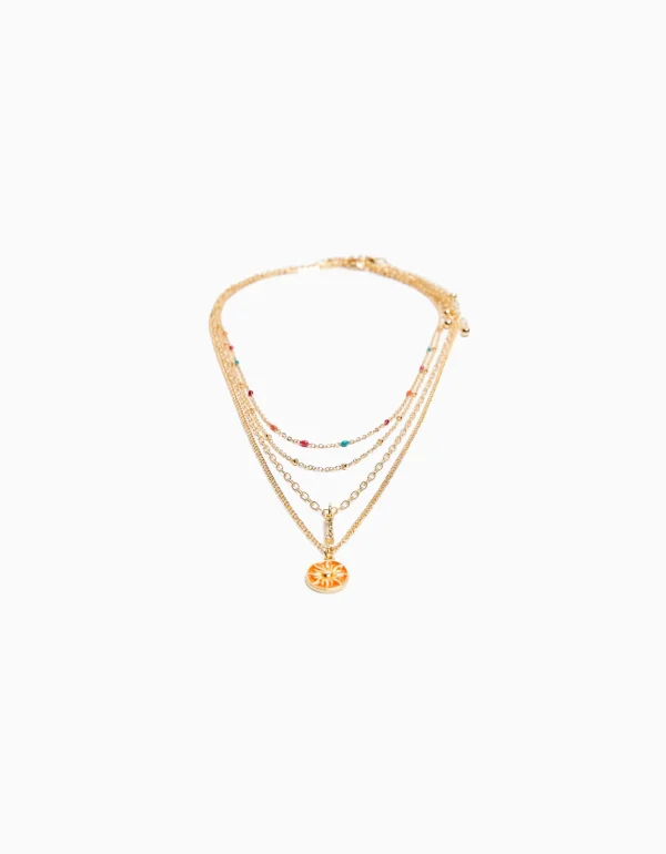 Set 4 collares beads charm-BERSHKA Hot