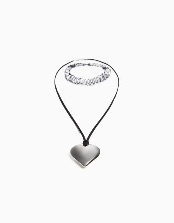Set 2 collares choker corazón-BERSHKA Sale