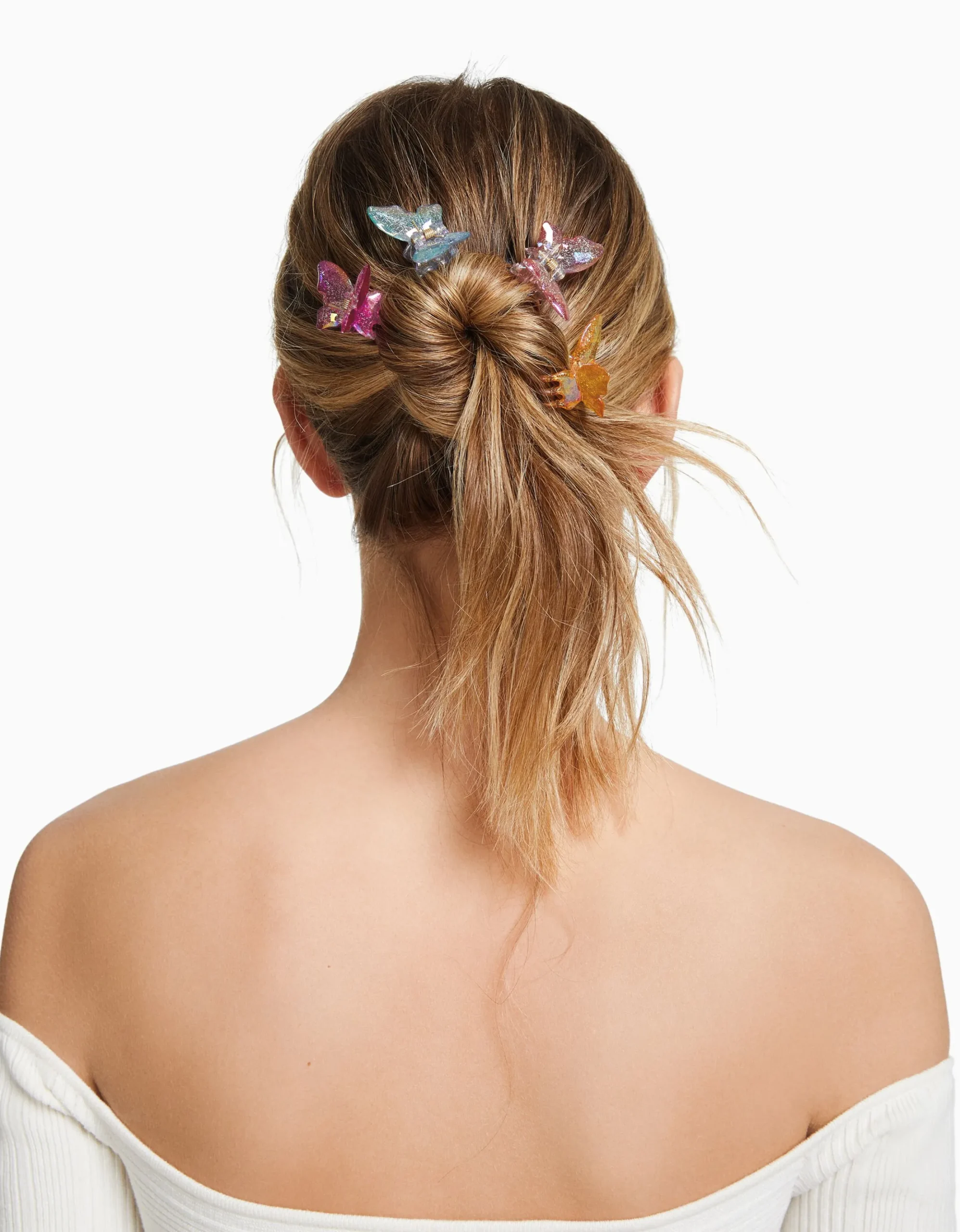 Set 4 pinzas pelo mariposas colores-BERSHKA Hot