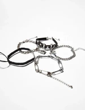 Set 5 pulseras imperdible-BERSHKA Shop