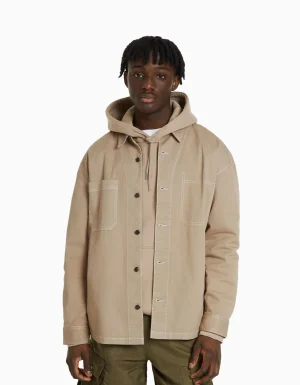 Sobrecamisa algodón hilo contraste-BERSHKA Shop