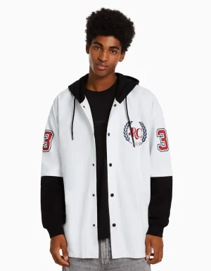 Sobrecamisa felpa hoodie manga larga-BERSHKA Online