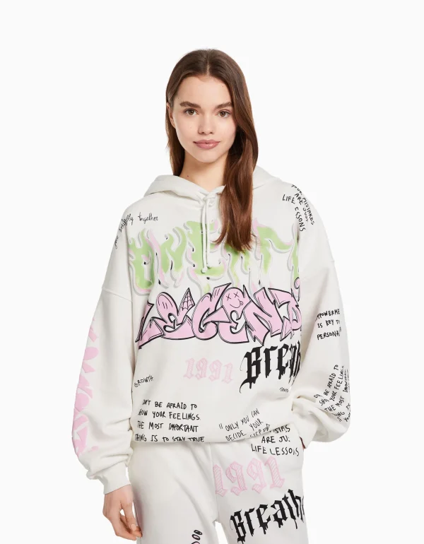 Sudadera capucha print-BERSHKA Clearance