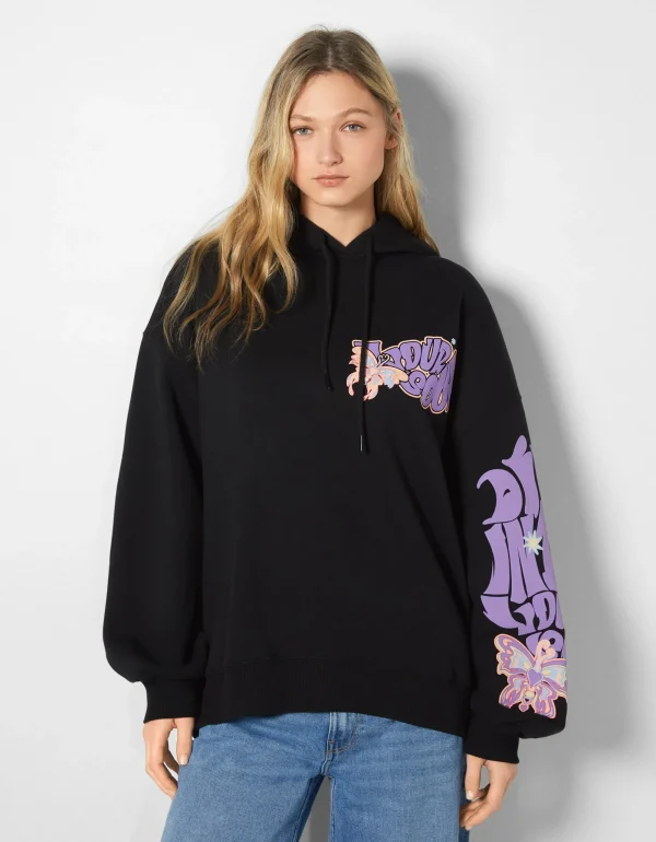 Sudadera capucha print-BERSHKA Best Sale