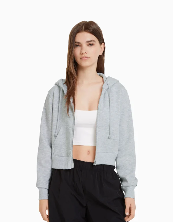 Sudadera cremallera capucha cropped-BERSHKA Best
