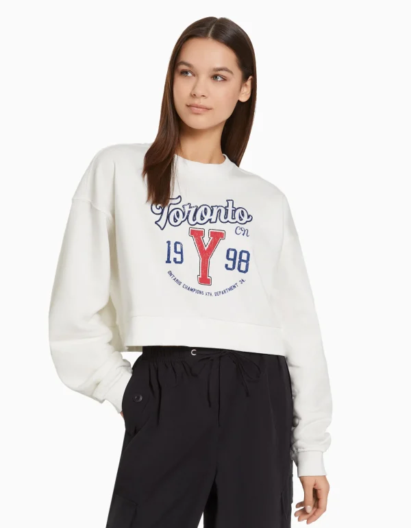 Sudadera cropped print-BERSHKA Flash Sale