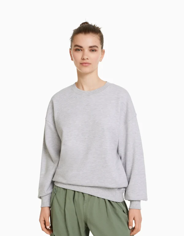 Sudadera cuello redondo-BERSHKA Online