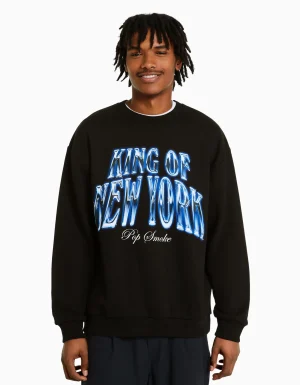 Sudadera cuello redondo Pop Smoke-BERSHKA New