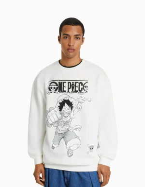 Sudadera cuello redondo print One Piece-BERSHKA Clearance