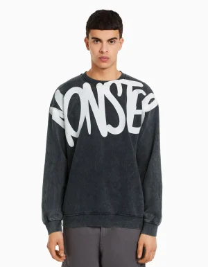 Sudadera oversize efecto lavado print-BERSHKA Best