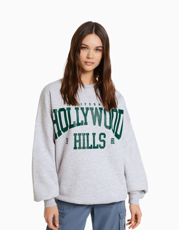 Sudadera oversize print-BERSHKA Sale