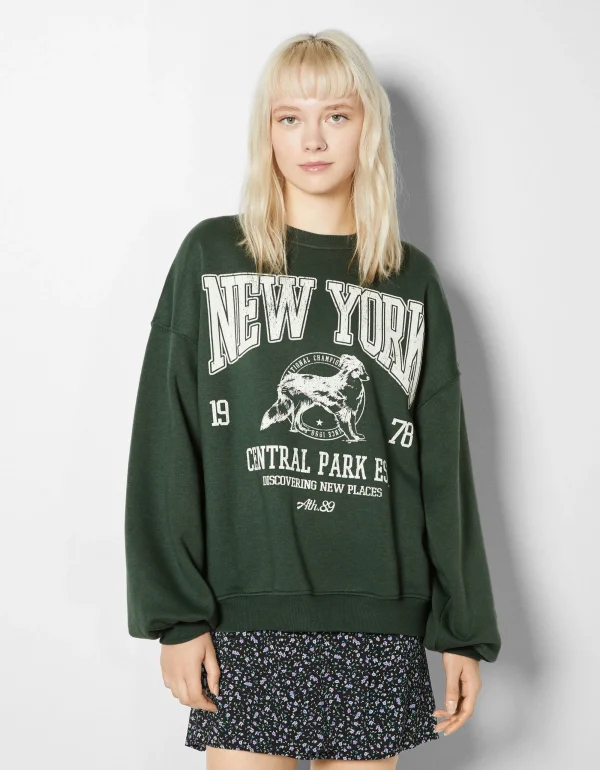 Sudadera oversize print-BERSHKA Fashion