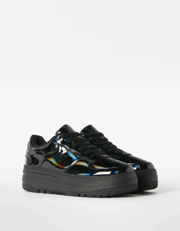Zapatillas plataforma brillo-BERSHKA Online
