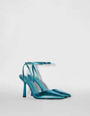 Zapato tacón destalonado metalizado-BERSHKA Hot