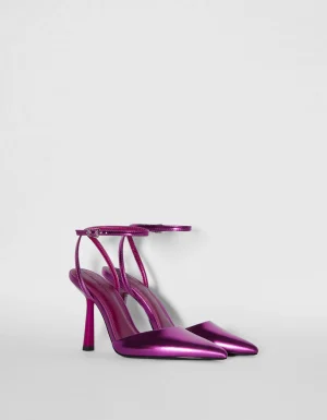 Zapato tacón destalonado metalizado-BERSHKA Discount